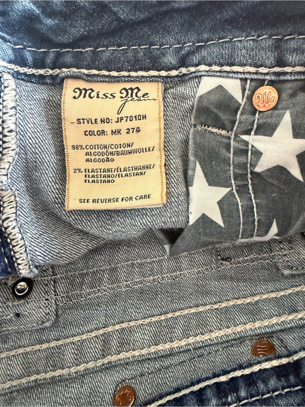 Miss Me Signature American Flag Distressed Denim Shorts Size 32 JP7010H - Picture 8 of 9